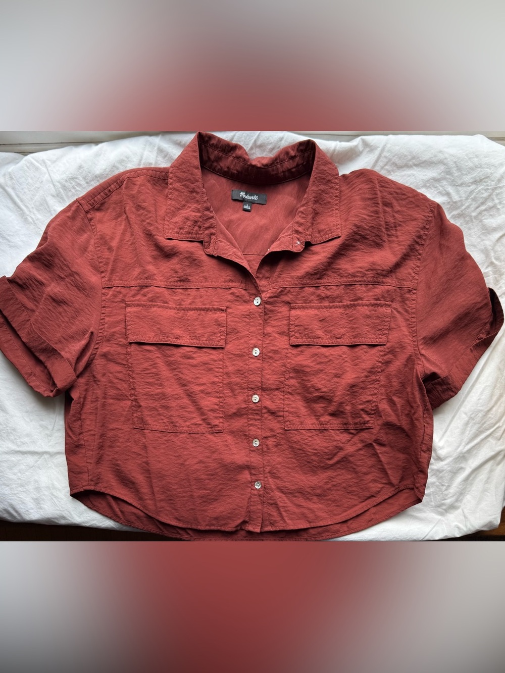 Madewell Red Button-Front Pocket Shirt